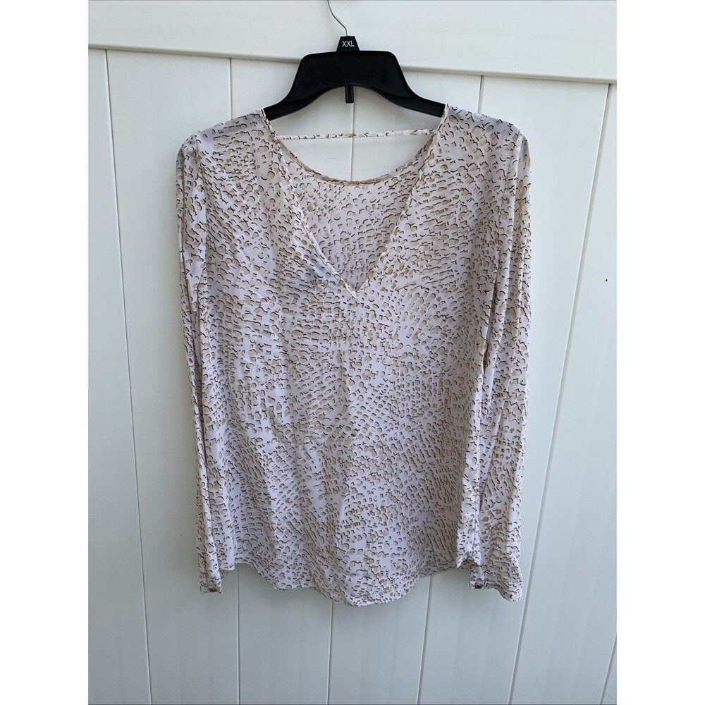 WHITE HOUSE BLACK MARKET Blouse Silk Size 6 Long Sleeve Colorful - Picture 2 of 3